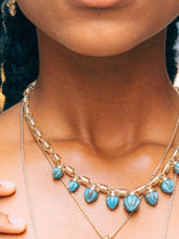 Load image into Gallery viewer, Sunshine Twist Turquoise Studded Necklace In 14K Yellow Gold Plated Sterling Silver