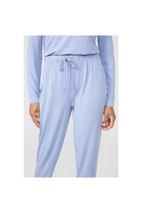 Womens/Ladies Viscose Lace Lounge Pants - Bluebell