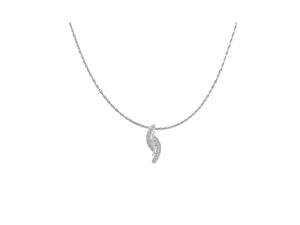 14K White Gold 1 2/5 cttw Princess and Baguette Cut Diamond Zig Zag Pendant Necklace