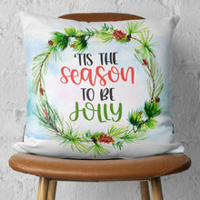 Load image into Gallery viewer, Decorative Christmas Themed Single Throw Pillow Cover 18&quot; x 18&quot; White &amp; Green Square For Couch, Bedding