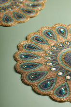 Load image into Gallery viewer, Peacock Beaded Placemats, Set of 2
