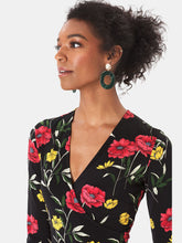Load image into Gallery viewer, Perfect Wrap Dress in Poppy Black