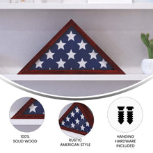 Load image into Gallery viewer, Sabore Rustic Brown Solid Wood Military Memorial Flag Display Case For 9.5&#39; x 5&#39; American Veteran Flag