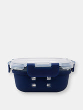 Load image into Gallery viewer, Michael Graves Design Square 17 Ounce High Borosilicate Glass Food Storage Container with Plastic Lid, Indigo