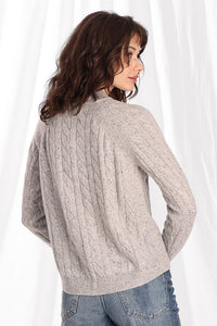 Cashmere Mock Neck Cable Sweater
