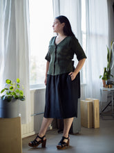 Load image into Gallery viewer, Marta Blouse with Puritan Collar / Olive Green Linen