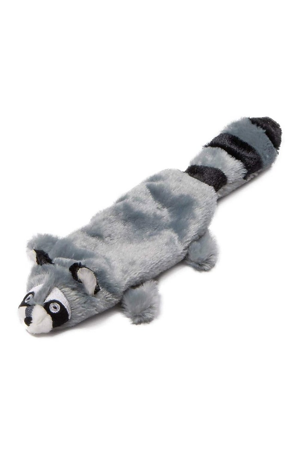 Animate Raccoon Flat Friend Plush Dog Toy (Gray) (14.9 x 2.7 x 1.1in)