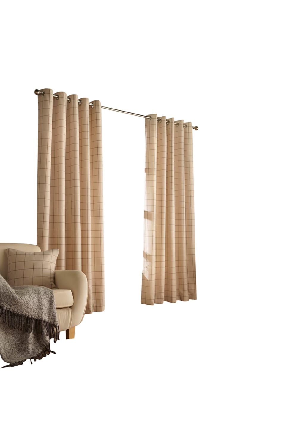 Furn Ellis Ringtop Eyelet Curtains (Natural) (90 x 72 in)