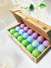 Load image into Gallery viewer, Essential Oil Natural Bath Bombs Gift Set Of 18 Lavender, Eucalyptus, &amp; Mint Shea Butter Moisturizing Bath Bombs