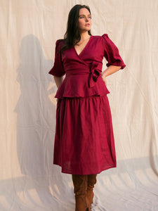 Beth Skirt / Scarlet Red Linen