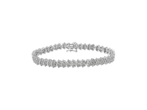 .925 Sterling Silver 1.0 cttw Diamond "Arrow" Shape Tennis Link Bracelet