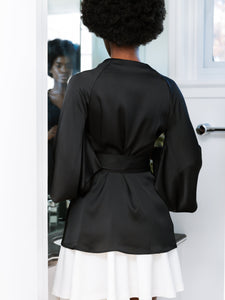 Juno Kimono Top / Black Silk