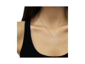 10K White Gold Diamond Oval Pendant Necklace