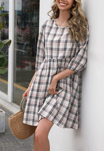 Load image into Gallery viewer, Round Neck Plaid Dress