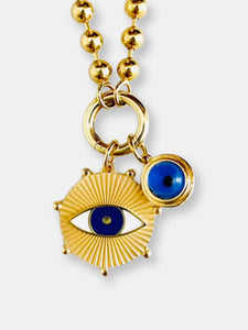 Evil Eye Cabochon Charm Necklace