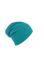 Load image into Gallery viewer, Extreme Reversible Jersey Slouch Beanie - Turquoise/Safety Green