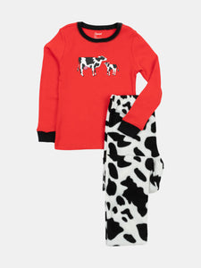 Cotton & Fleece Cow Print Pajamas