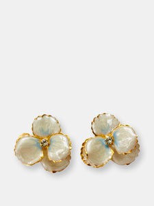 The Pink Reef Pearl and Blue Pansy Stud