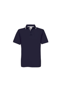 B&C Mens Safran Sport Plain Short Sleeve Polo Shirt (Navy/White)