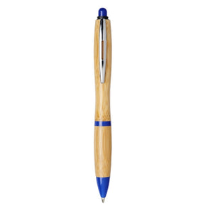 Bullet Nash Bamboo Ballpoint Pen (Natural/Royal Blue) (One Size)