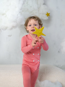 Kid's Blush Beauty Pink Double-Breasted Pajama Set