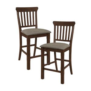 Cicero 42 in. Dark Brown Full Back Wood Frame Dining Bar Stool With Fabric Seat (Set of 2)