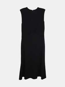 Victoria Beckham Women's Black Triple Georgette Sleeveless Drape Flare Midi Dress