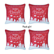 Load image into Gallery viewer, Decorative Christmas Night Throw Pillow Cover Set of 4 Square 18&quot; x 18&quot; Red &amp; White for Couch, Bedding