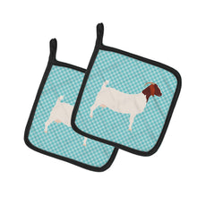 Load image into Gallery viewer, Boer Goat Blue Check Pair of Pot Holders