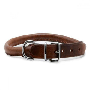 Ancol Round Leather Dog Collar (Chestnut) (14in)