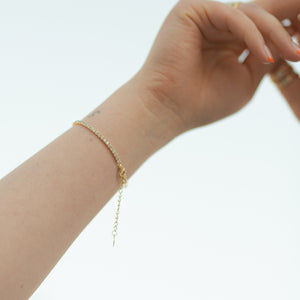 Naomi Gold Tennis Bracelet With Square Link Chain