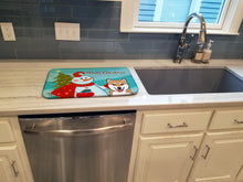 Load image into Gallery viewer, 14 in x 21 in Snowman with Shiba Inu Dish Drying Mat