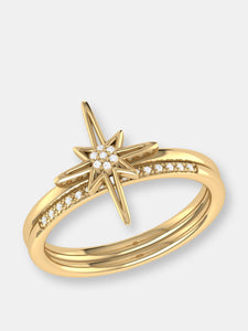 North Star Detachable Diamond Ring in 14K Yellow Gold Vermeil on Sterling Silver