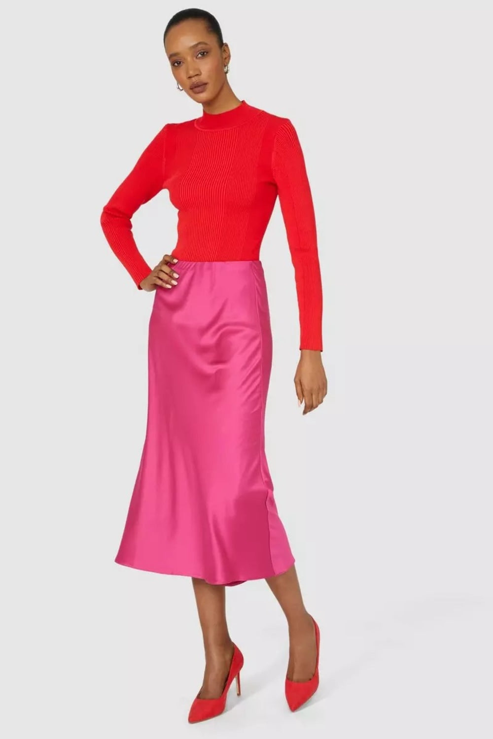 Womens/Ladies Petite Midaxi Satin Skirt