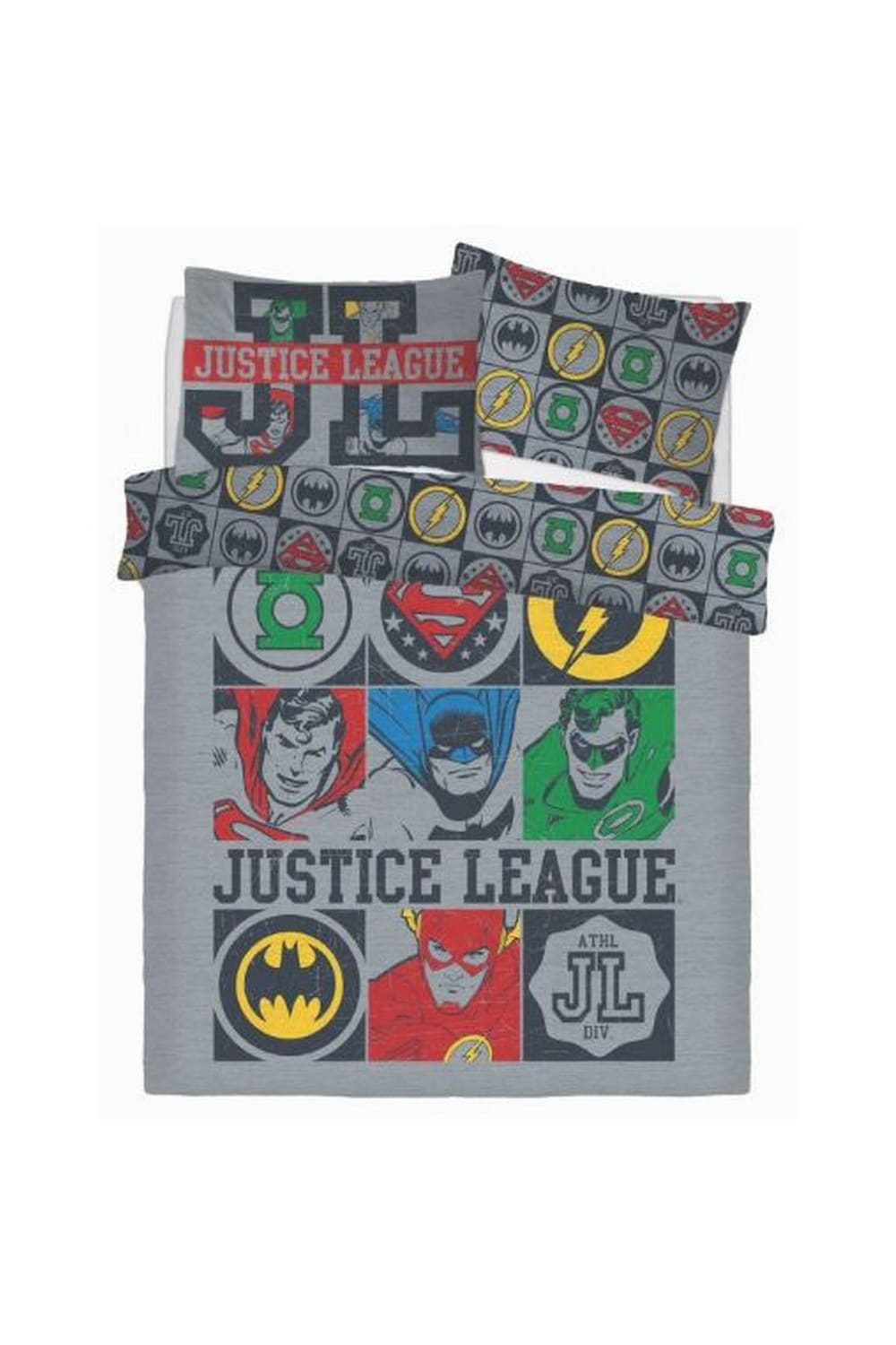 Justice League Vintage Icons Reversible Duvet Set (Multicolored) (Single)