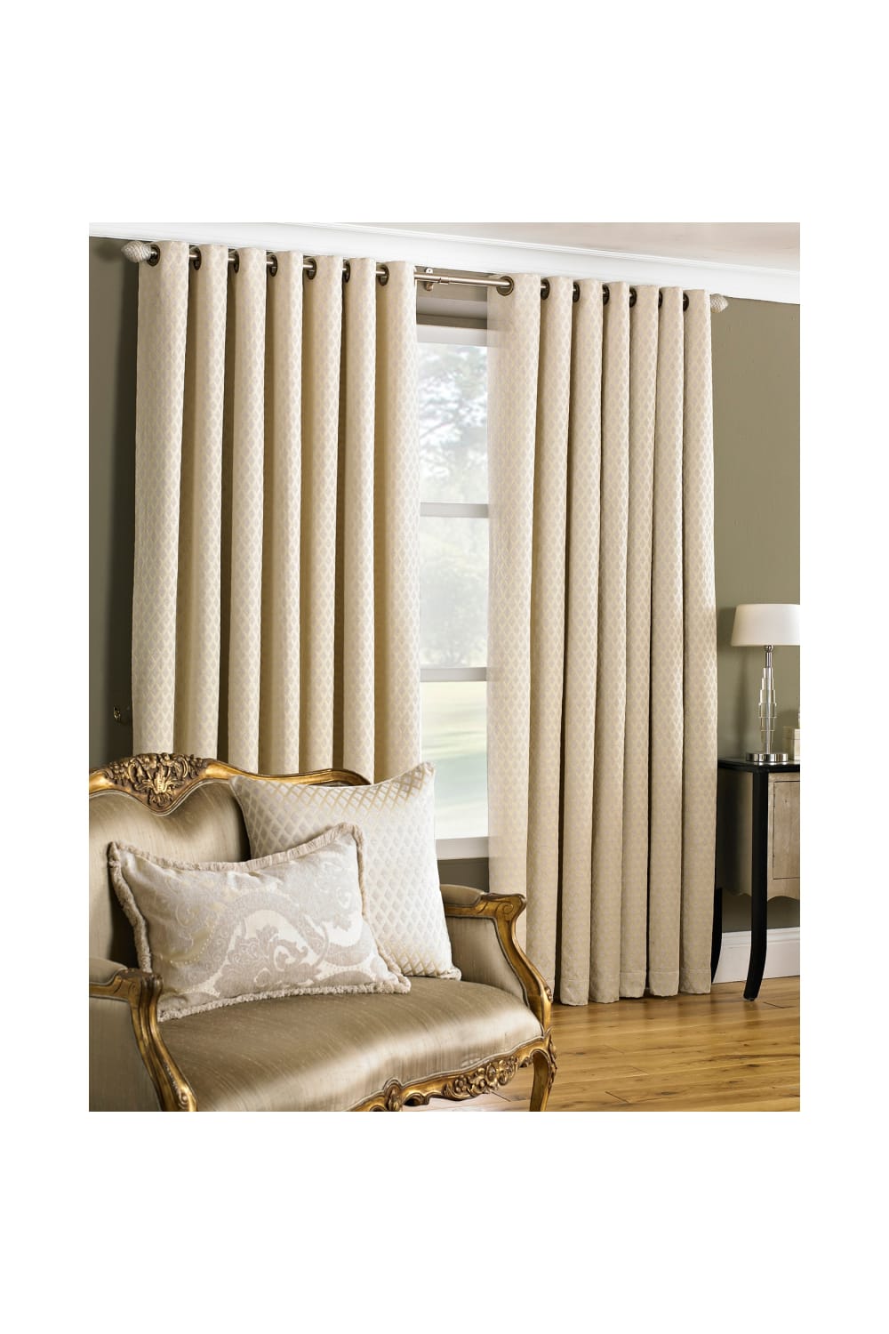 Riva Home Devere Ringtop Curtains (Cream) (66 x 90 inch)