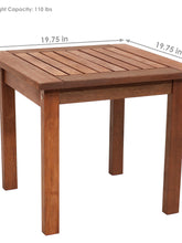 Load image into Gallery viewer, Sunnydaze 19.75 in Meranti Wood Square Patio Side Table - Brown