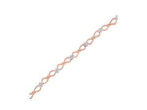 10k Rose Gold 1/2 Cttw Diamond Cluster And Infinity Weave Link Bracelet
