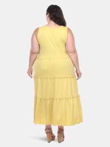 Plus Size Scoop Neck Tiered Midi Dress