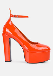 Babe Heaven Patent Pu Maryjane Sandals In Orange