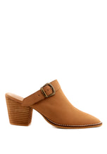 Load image into Gallery viewer, Tarrah Stacked Heel Mules with Adjustable Buckle
