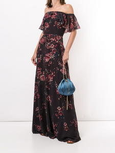 Augusta Printed Gown - Jewel Aubergine