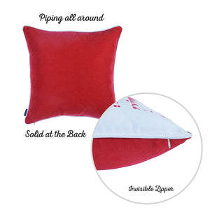 Decorative Christmas Night Throw Pillow Cover Set of 4 Square 18" x 18" Red & White for Couch, Bedding