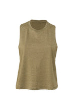 Load image into Gallery viewer, Bella + Canvas Womens/Ladies Racerback Cropped Tank Top (Heather Olive)