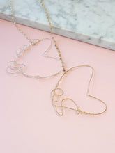 Load image into Gallery viewer, Lariat Necklace with Moonstone and Peach Moonstone Silver Gold Hearts