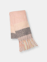 Load image into Gallery viewer, Plaid Fringed Blanket Scarf | Blush