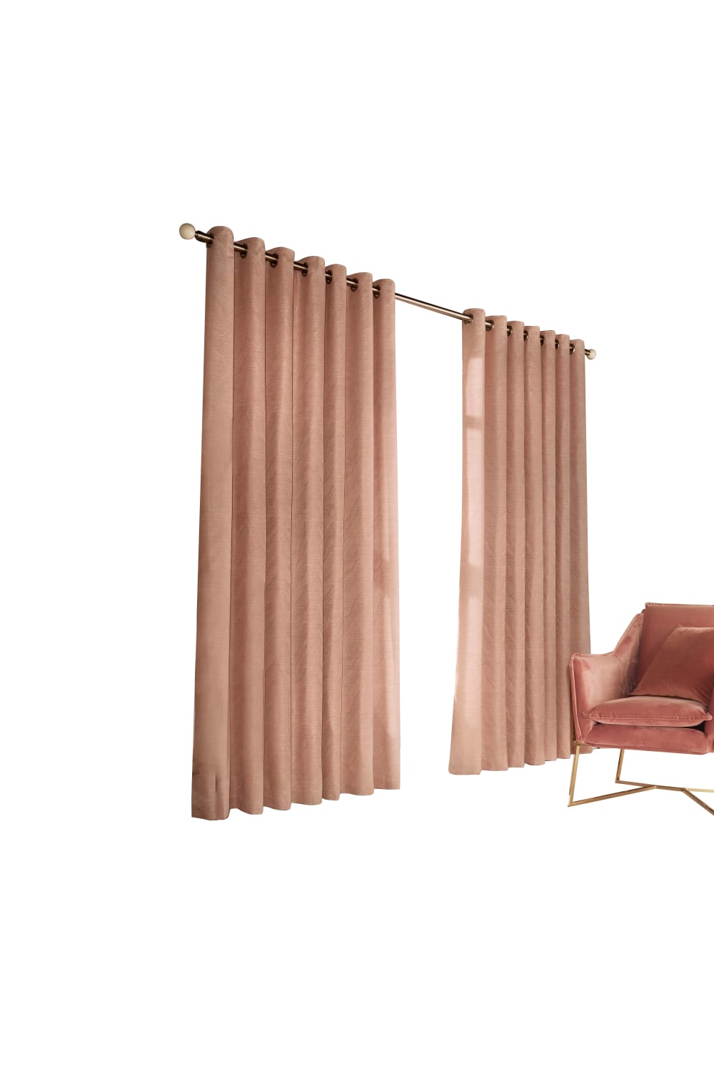 Furn Himalaya Jacquard Design Eyelet Curtains (Pair) (Blush Pink) (66x90in)