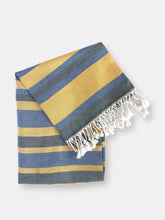 Load image into Gallery viewer, Samara Blue &amp; Yellow Turkish Towel