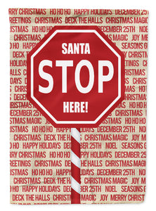 Santa Claus Stop Here Stop Sign Garden Flag 2-Sided 2-Ply