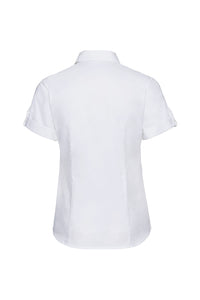 Russell Collection Womens/Ladies Short / Roll-Sleeve Work Shirt (White)